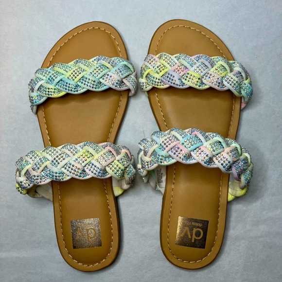 DV Dolce Vita Cristal girls Flip-Flop tie dye Easter dress shoes sparkle slip on - Picture 1 of 6